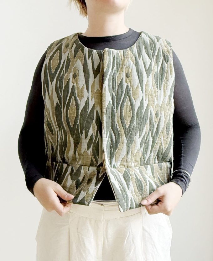 O*, gilet #001 - jaquard green/blue - Image 4