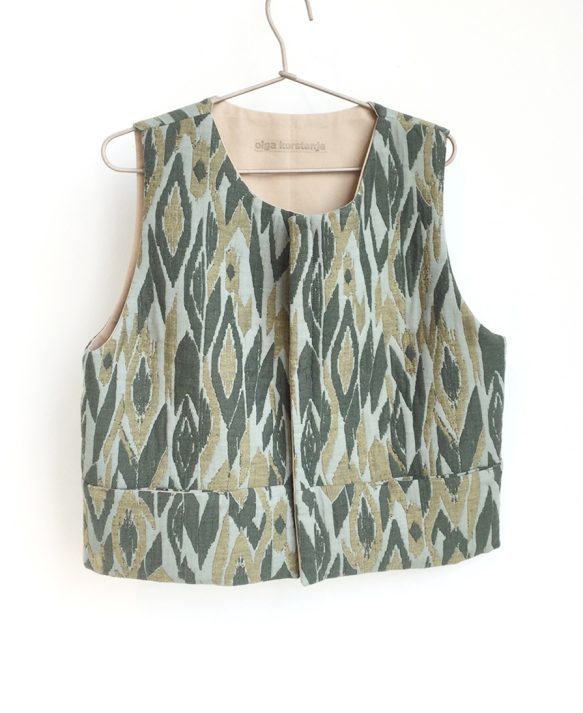 O*, gilet #001 - jaquard green/blue