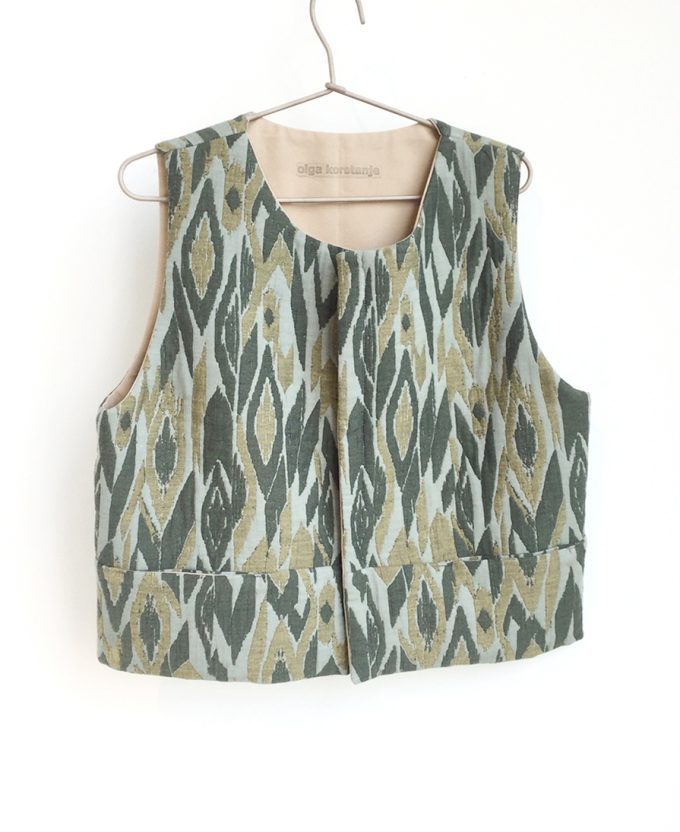 O*, gilet #001 - jaquard green/blue