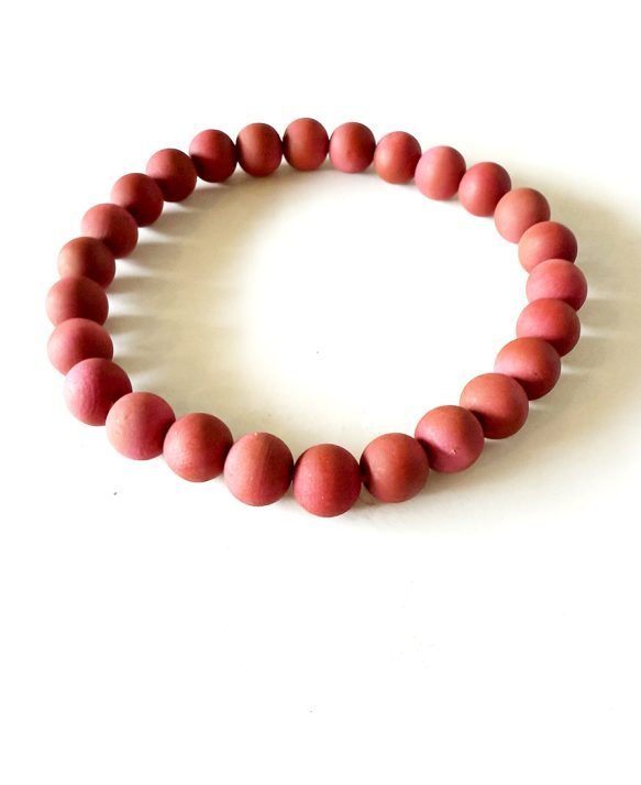 O*, necklace wooden beads - brownish pink